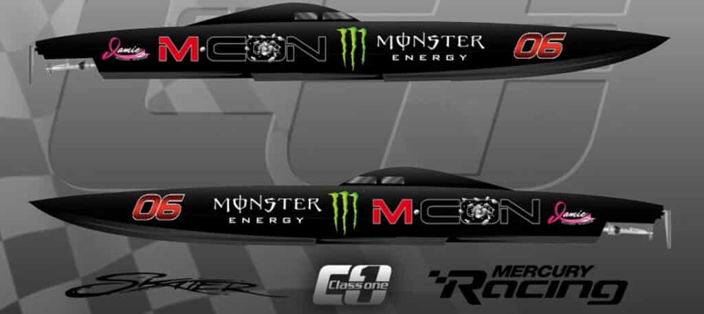 Class 1 M CON/Monster Energy Team Releases Graphics For New Skater Raceboat